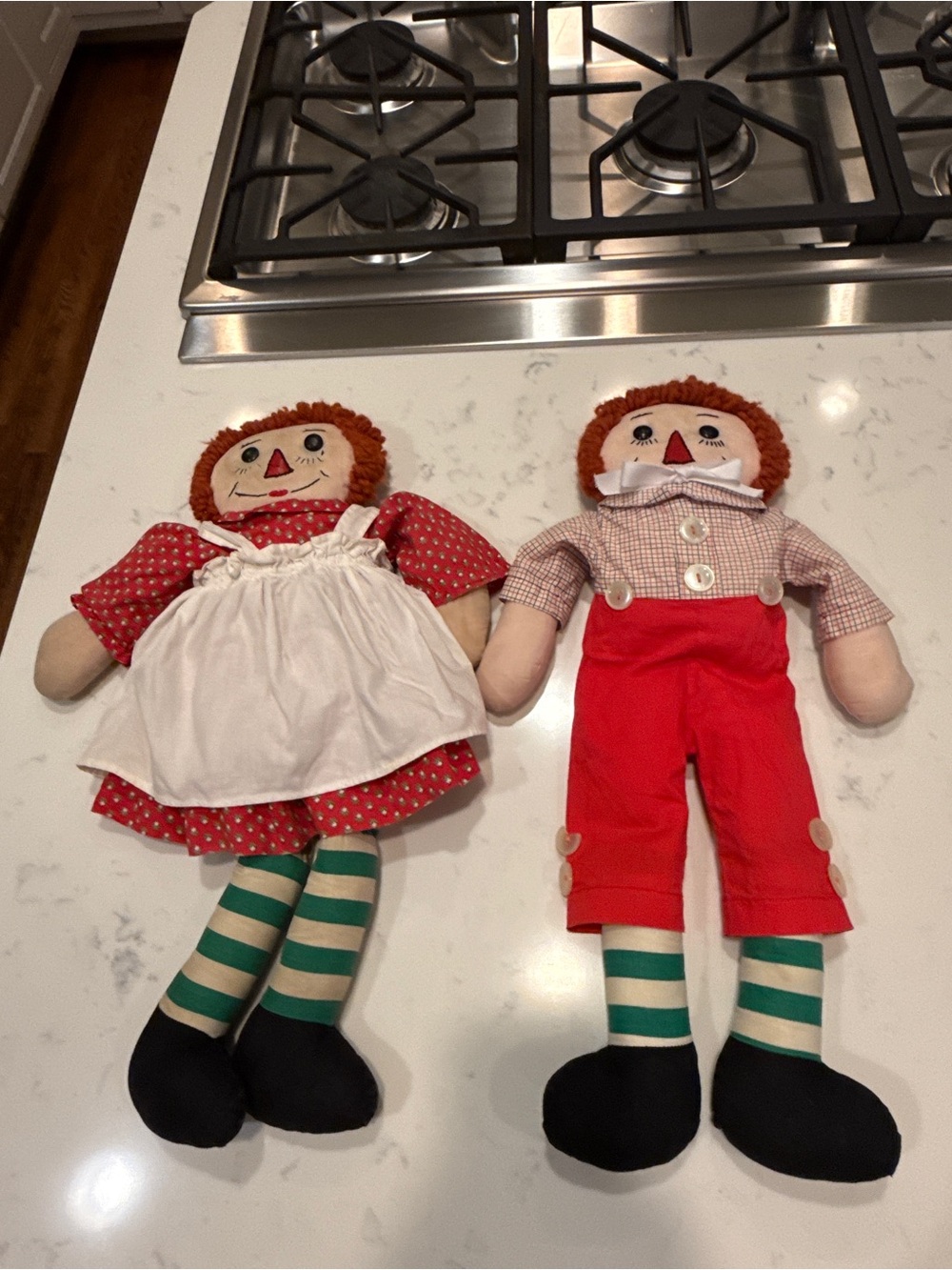 Vintage Raggedy Ann & Andy Style Handmade Cloth Dolls Country Farmhouse Decor - Picture 9 of 16